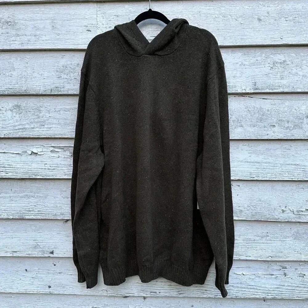MUTUAL WEAVE BIG AND TALL MENS HOODED "DARK OLIVE HEATHER" SWEATER SIZE XXL